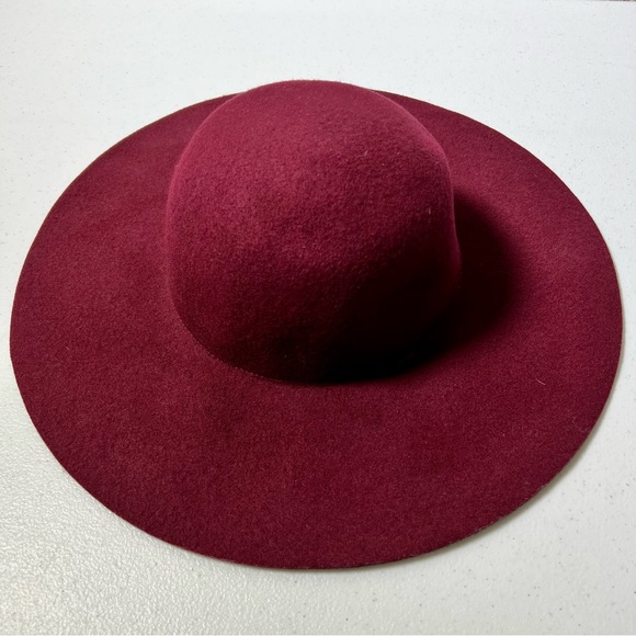 Forever 21 Burgundy Red 100% Wool Floppy Hat - Picture 3 of 9